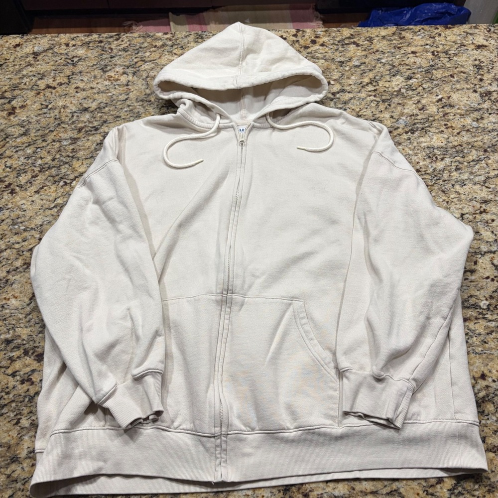 Old Navy SoComfy Full Zip Hoodie Cream Beige Tunic Length Sweatshirt Womens 2X